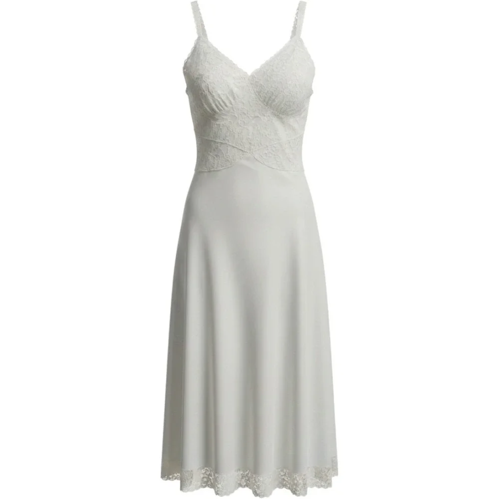 Vintage Carter's Nylon Slip Dress Lace Overlay Trim Bridal Romantic Ethereal 50s